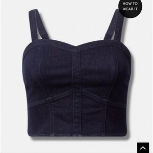 🆕️ 3X CROPPED DARK DENIM CORSET TOP